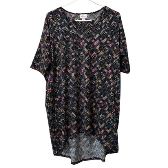 LuLaRoe T Shirt‎ Size Small High Low Short Sleeve Geometric Stretch Teacher - Picture 1 of 8